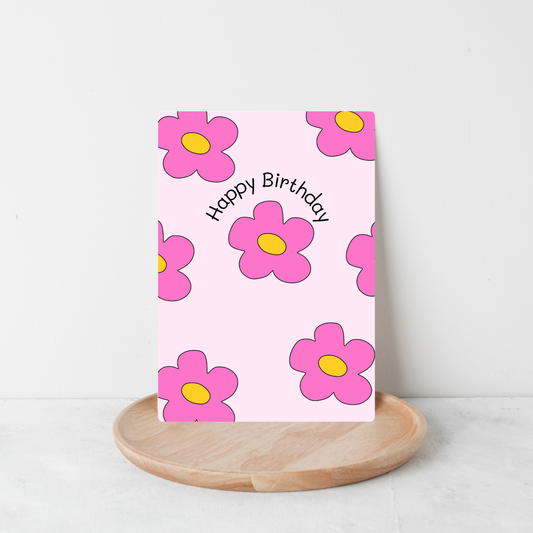 Happy Birthday Pink Daisies Card