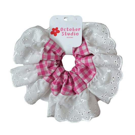 Pink Gingham Scrunchie