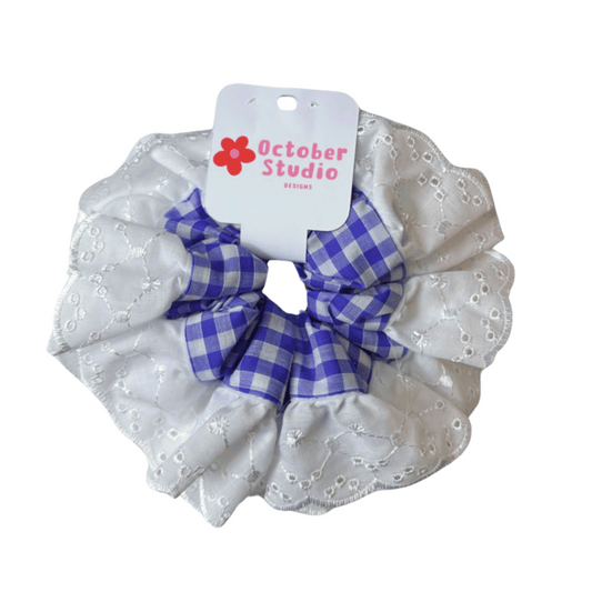 Purple Gingham Scrunchie